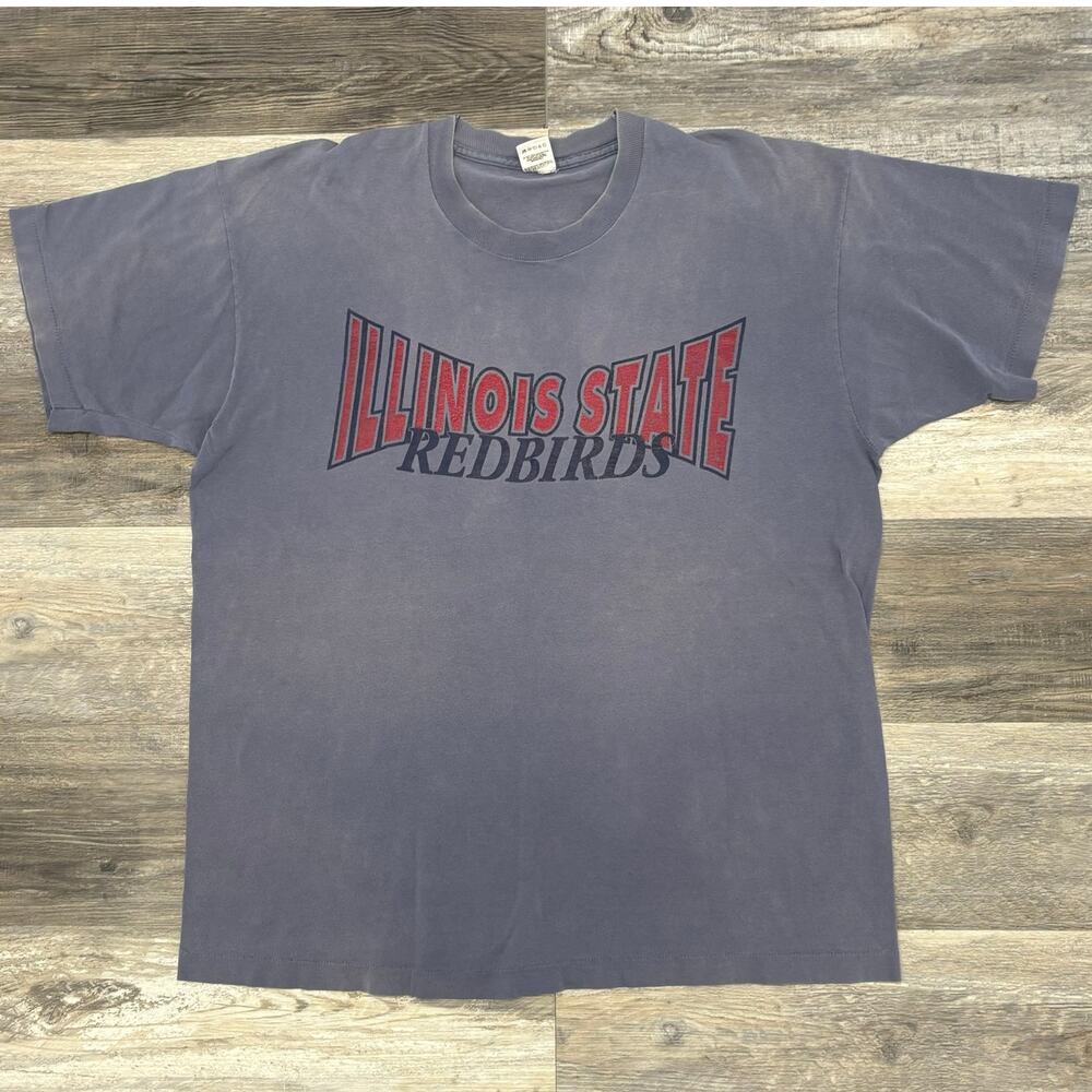 Vintage 90s Illinois State Redbirds Faded Blue Men 2XL Single Stitch T-Shirt USA